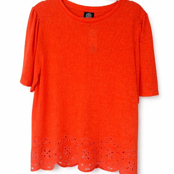 bobeau Tops - New XL Summertime Orange Eyelet Tunic Boho Embroidered Bobeau Alina Top